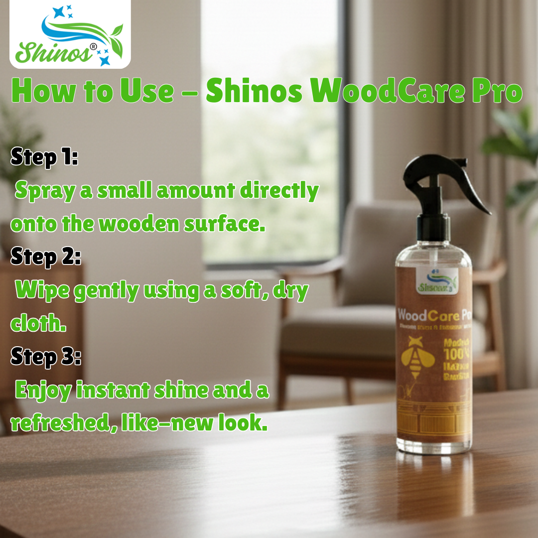 Shinos WoodCare Pro | India's No. 1 Natural Furniture Shine & Protection Spray