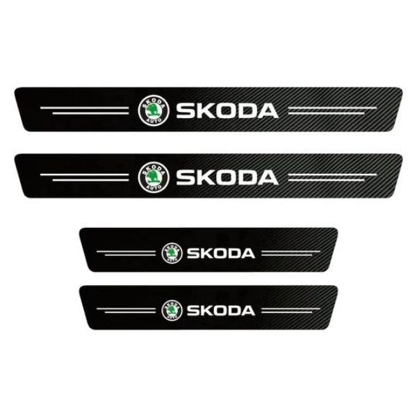 CARBON FIBER LEATHER DOOR SILL PROTECTOR (PACK OF 4 PCS)