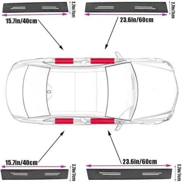 CARBON FIBER LEATHER DOOR SILL PROTECTOR (PACK OF 4 PCS)