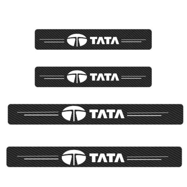 CARBON FIBER LEATHER DOOR SILL PROTECTOR (PACK OF 4 PCS)