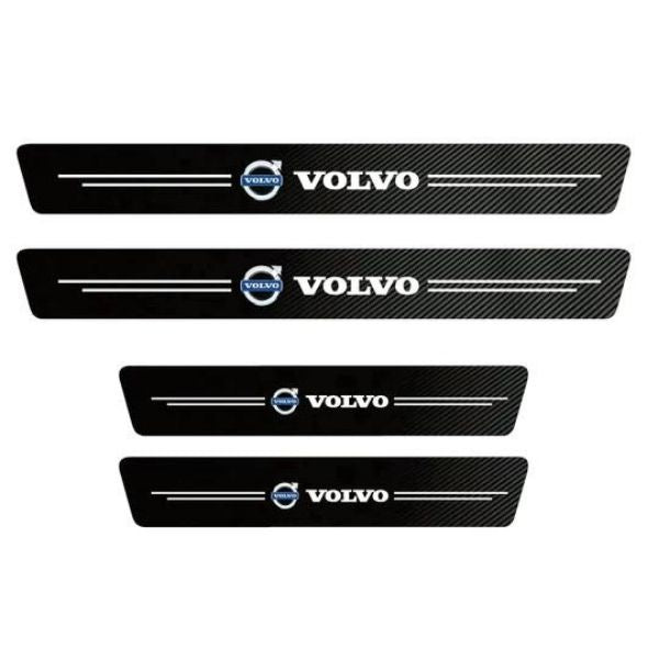 CARBON FIBER LEATHER DOOR SILL PROTECTOR (PACK OF 4 PCS)